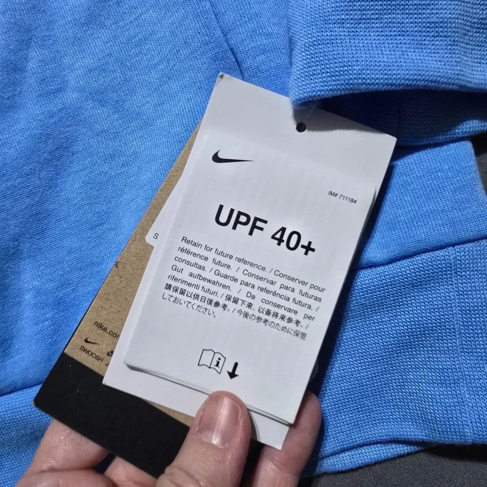 Nike Dri-FIT Training Hoodie Mens Small Blue FZ0969 UPF 40 Pullover Sweatshirt